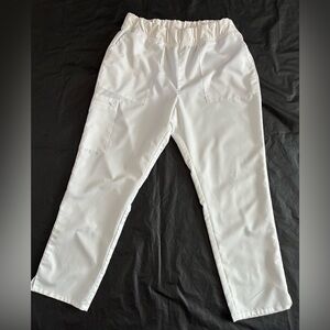 SCRUBOLOGY/ white, easy care, scrub pants: XL/ comfort wide stretch waist
